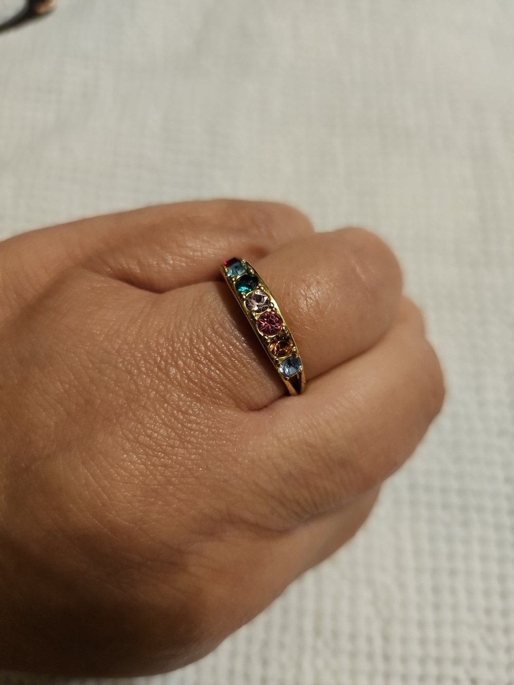Vintage I LOVE YOU Mother's Ring Multicolor 7 Birthstones Size 8 Gold Plated